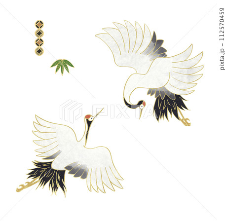 【透過png】和風素材C【鶴】 112570459