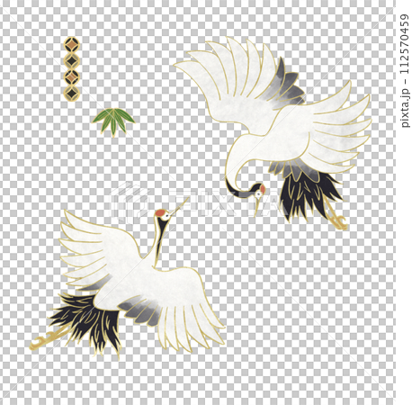 【透過png】和風素材C【鶴】 112570459