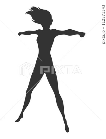 Woman superhero silhouette. Business woman revealed as super hero. Female power concept isolated on white background 112571343