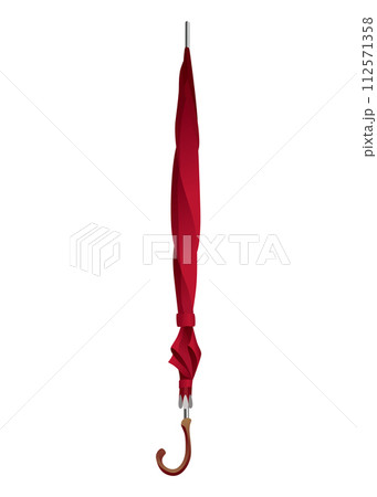 Umbrella. Parasol folded, side view. Hand-held rain, sun or windbreak protection. Vector illustration isolated on white background 112571358