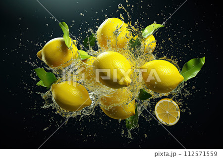 Organic lemons background. 112571559