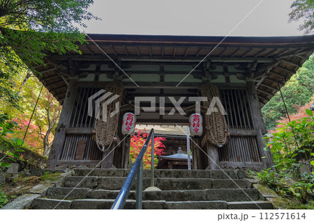日本 滋賀県愛知郡愛荘町にある湖東三山の一つ、金剛輪寺の二天門 日本 滋賀県愛知郡愛荘町にある湖東三山の一つ、金剛輪寺の二天門 112571614