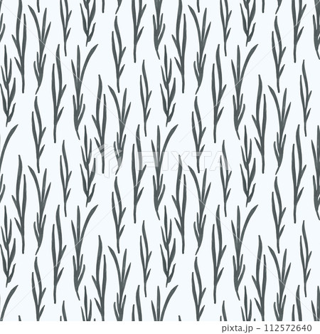 Leaves seamless pattern for textile, fabric, wallpaper, scrapbook, cover. Vector floral hand drawn background in pastel grey color. 112572640