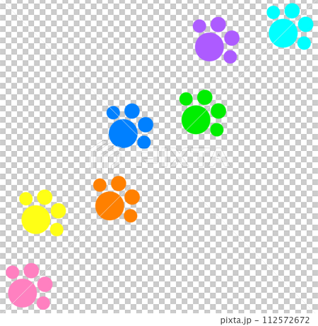 ペットで飼う犬や猫が歩いた可愛い肉球イラスト 112572672
