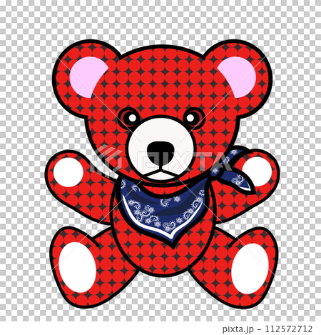 バンダナを着けたテディベアのイラスト バンダナを着けたテディベアのイラスト 112572712