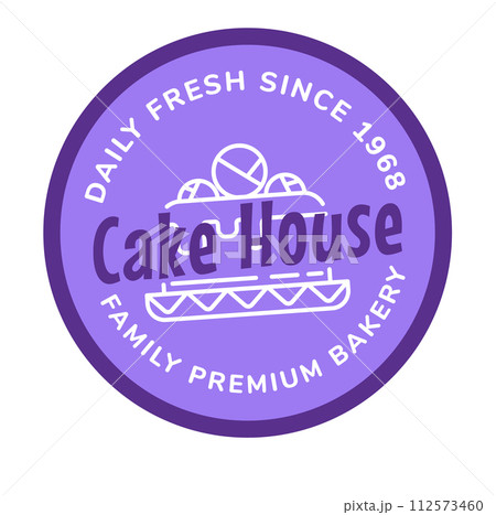 Cake house, family premium bakery daily fresh logoのイラスト素材 [112573460 ...