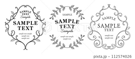 手描きエレガント植物フレームセット 112574026