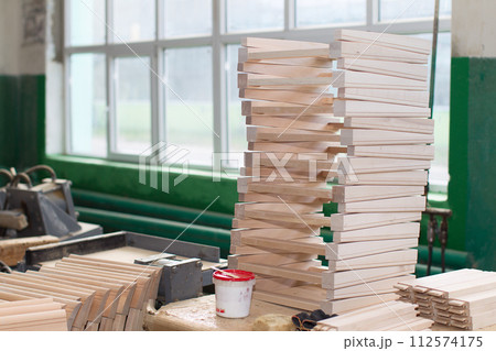 Furniture factory. Shop for the production of furniture from wood.Billets for furniture 112574175