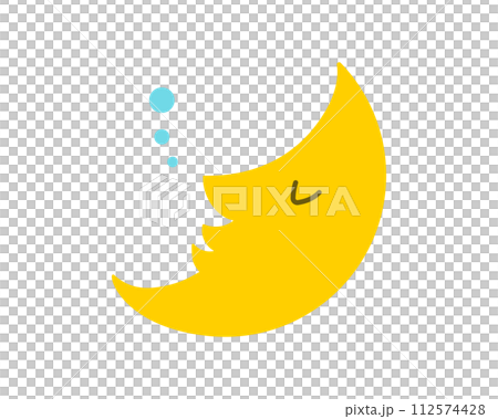 A simple and cute illustration of a sleeping moon A simple and cute illustration of a sleeping moon 112574428