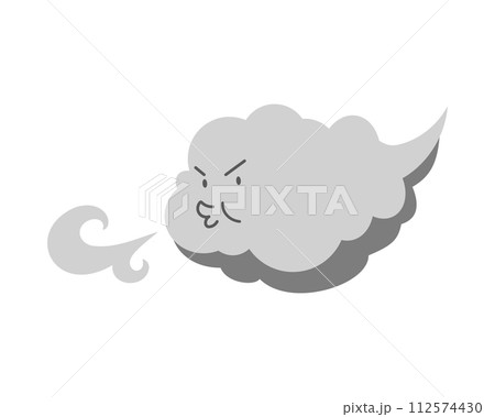 風を起こす雲のシンプルでかわいいイラスト 112574430