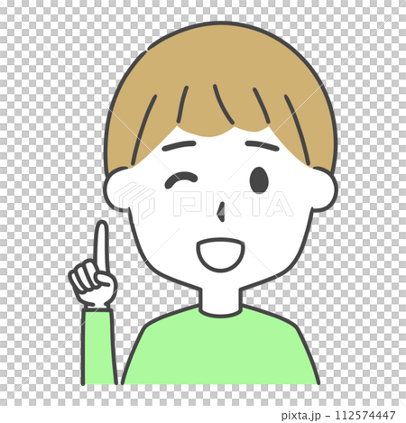 一個男人舉起食指的上半身插畫 一個男人舉起食指的上半身插畫 112574447