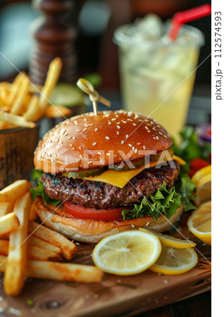 Classic meat hamburger photo 112574593
