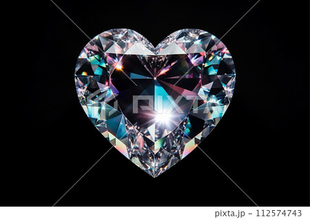 Diamond heart isolated on black 112574743
