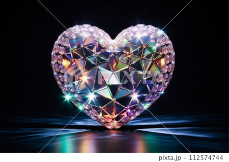 Diamond heart isolated on black 112574744
