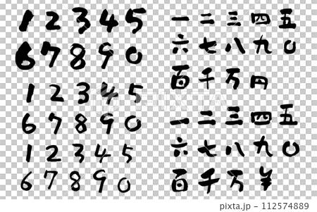 Numbers written with a brush, Chinese numerals 112574889