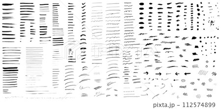 手描きの線素材セット 112574899