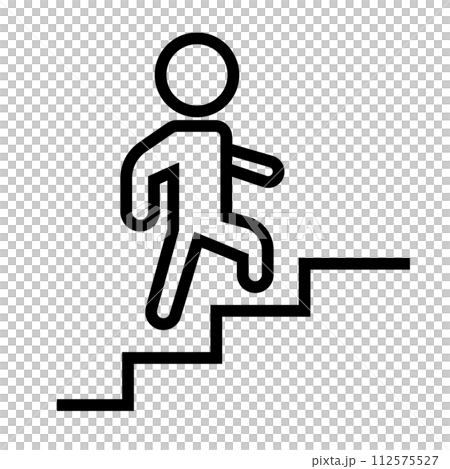 A simple icon of a person climbing the stairs. stairs and people vector. 112575527
