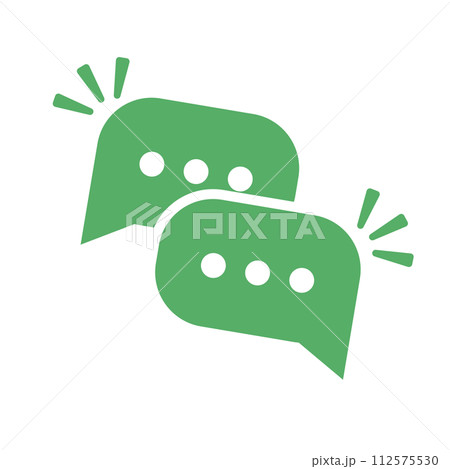 緑のおしゃべりの吹き出しアイコン。会話のふきだし。にぎやか。ベクター。 112575530