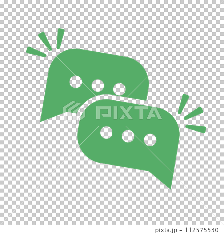 緑のおしゃべりの吹き出しアイコン。会話のふきだし。にぎやか。ベクター。 112575530