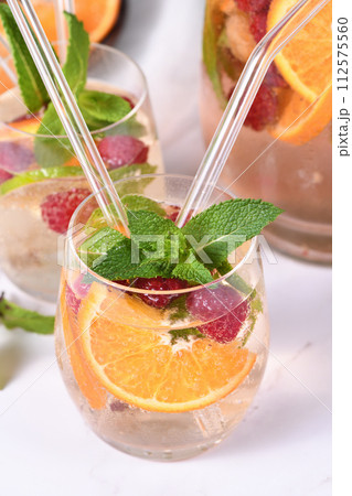 Summer Sangria cocktail or lemonade 112575560