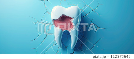Close-up isolated view of unhealthy tooth with caries. Health care and dental oral hygiene concept. 112575643