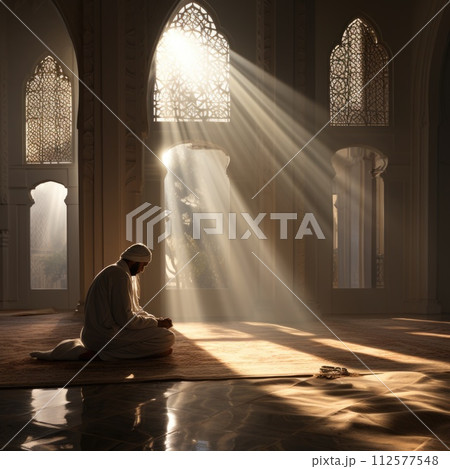 AI-generated content. A person is seated on a rug in a room. 112577548