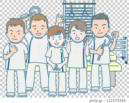 New therapist and senior staff in the rehabilitation room 112578384
