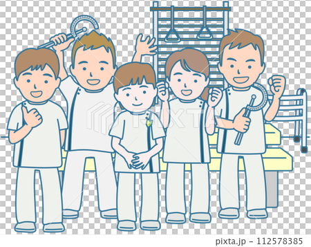 New therapist and senior staff in the rehabilitation room 112578385