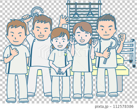 New therapist and senior staff in the rehabilitation room 112578386