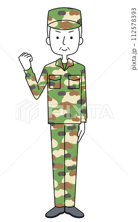 ガッツポーズ 陸上自衛隊 迷彩服(男性) ガッツポーズ 陸上自衛隊 迷彩服(男性) 112578393
