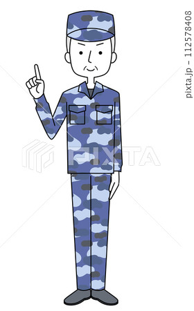 指差し　海上自衛隊　迷彩服（男性） 112578408