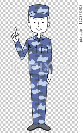 指差し　海上自衛隊　迷彩服（男性） 112578408