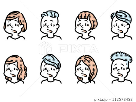 驚きの顔 驚いている人の顔のイラスト素材 [112578458] - PIXTA