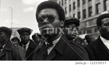 Stylish black man in a suit and glasses 112578517