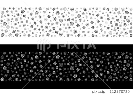 Christmas seamless pattern. Snowflakes with different patterns and sizes. Template for postcard. Vector illustration. 112578720