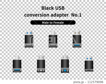黒いUSB変換アダプタ/オスtoメス No.1 黒いUSB変換アダプタ/オスtoメス No.1 112579096