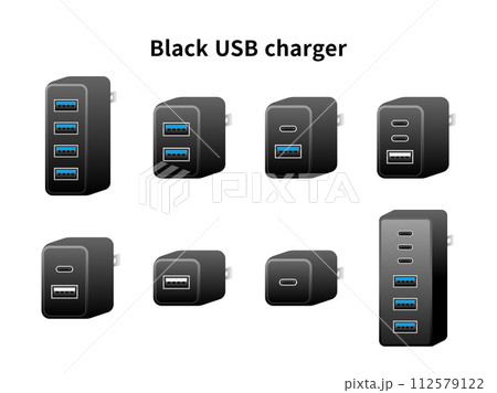 黒いUSB充電器 112579122