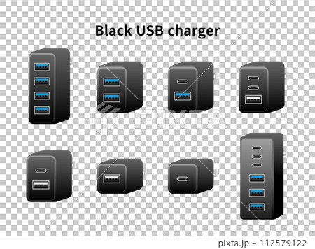 黒いUSB充電器 112579122