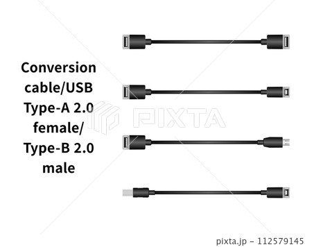 変換ケーブル/USB Type-A 2.0 メス・Type-B 2.0 オス 112579145