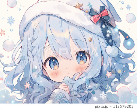 白い冬の帽子の女の子 112579203