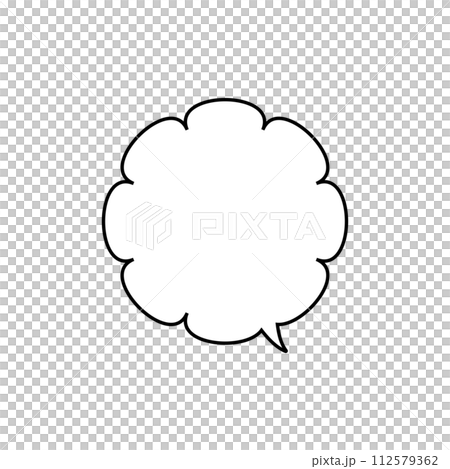 シンプルなモノクロもこもこ吹き出し_右向き単品 シンプルなモノクロもこもこ吹き出し_右向き単品 112579362