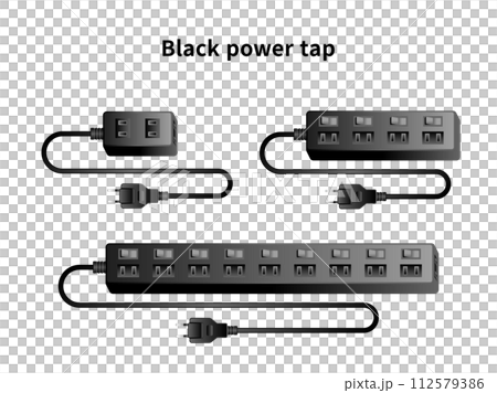 黒い電源タップ 112579386