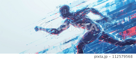 Abstract panoramic illustration of running person. Abstract panoramic illustration of running person. 112579568