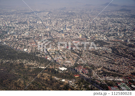 mexico city aerial view landscape from airplane mexico city aerial view landscape from airplane 112580028