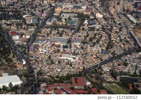 mexico city aerial view landscape from airplane 112580032
