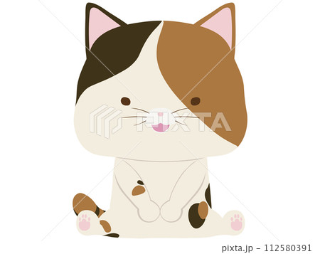 座っている笑顔の三毛猫 座っている笑顔の三毛猫 112580391