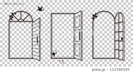 Illustration set of stylish doors that can also be used as frames Illustration set of stylish doors that can also be used as frames 112580595