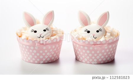 Easter-themed sweet cupcakes shaped like adorable bunnies.AI Generated Easter-themed sweet cupcakes shaped like adorable bunnies.AI Generated 112581023