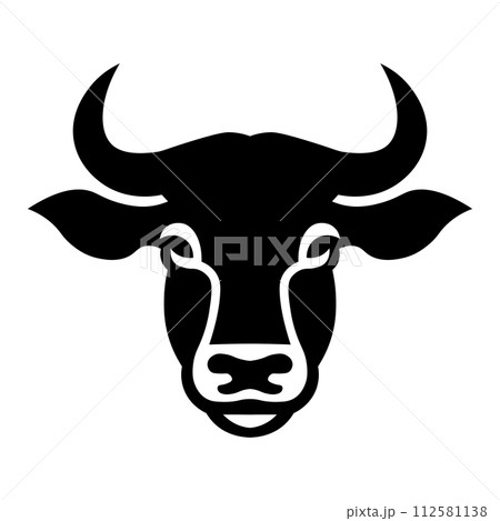 black vector bull icon on white background 112581138