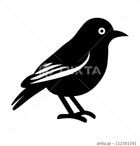 black vector bird icon on white background 112581191